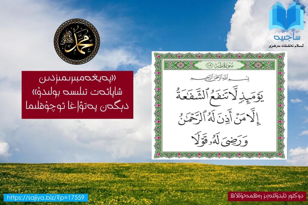 «پەيغەمبىرىمىزدىن شاپائەت تىلىسە بولىدۇ» دېگەن پەتۋاغا ئوچۇقلىما